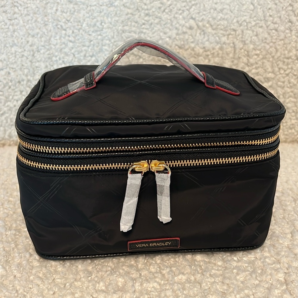 Vera Bradley Black Cosmetic Bag with Gold Accents